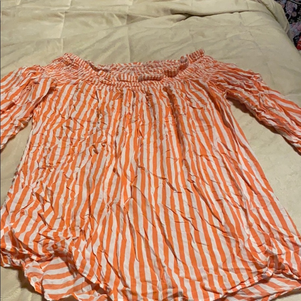 Orange and white stripe top